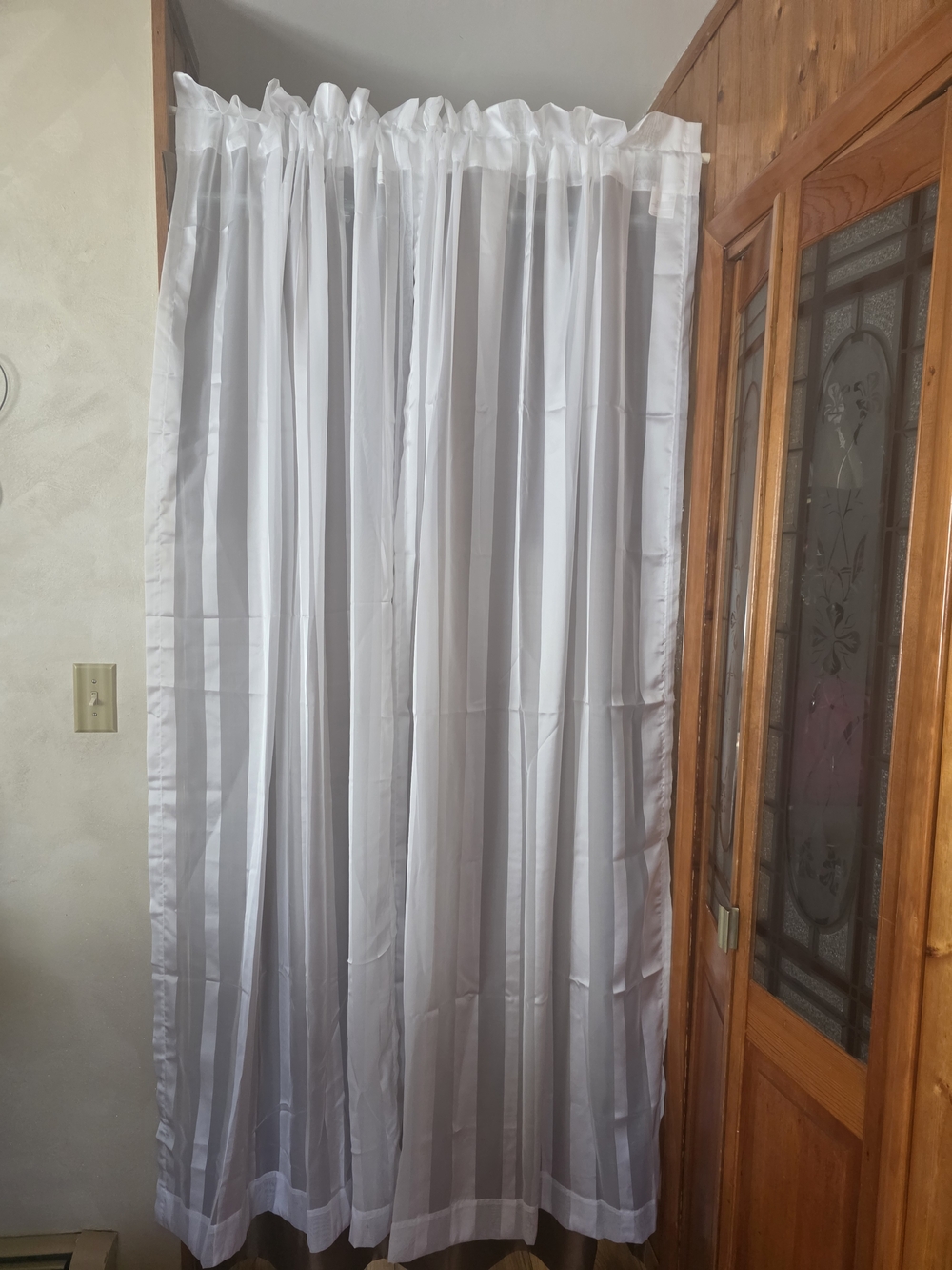 White Sheer Rod-Pocket Curtain Panel by